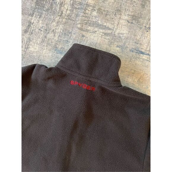 Spyder Black Red Fleece Half Zip Pullover Men's Medium - Picture 6 of 6